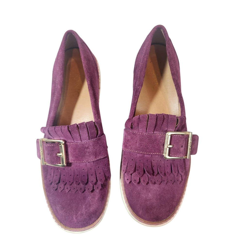 Vionic Cambridge Loafers Women 6 Purple Suede Kiltie Fringe Buckle VS316